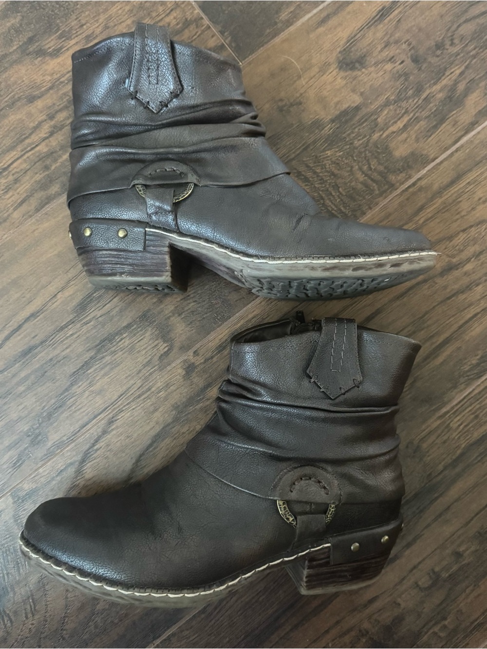 Rieker Slouch Studded Ankle Boots Brown Size 40